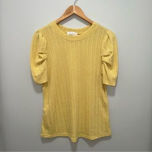 Ces femme Yellow Boutique Knit Top Size M